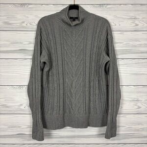 J. Crew Cable Knit Turtleneck Sweater Gray Size XL Cotton
